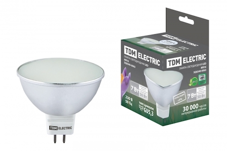 TDM ELECTRIC SQ0340-0063 Лампа светодиодная MR16-7 Вт-220 В -4000 К–GU 5,3 SMD (с матовым стеклом) TDM